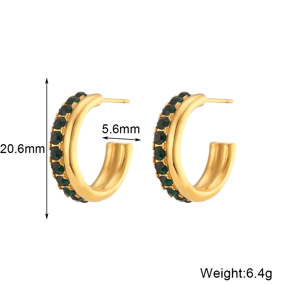 LICA JEWELRY Light luxury temperament pearl Earring accessories 18-karat gold plated stainless steel C shaped stone earrings