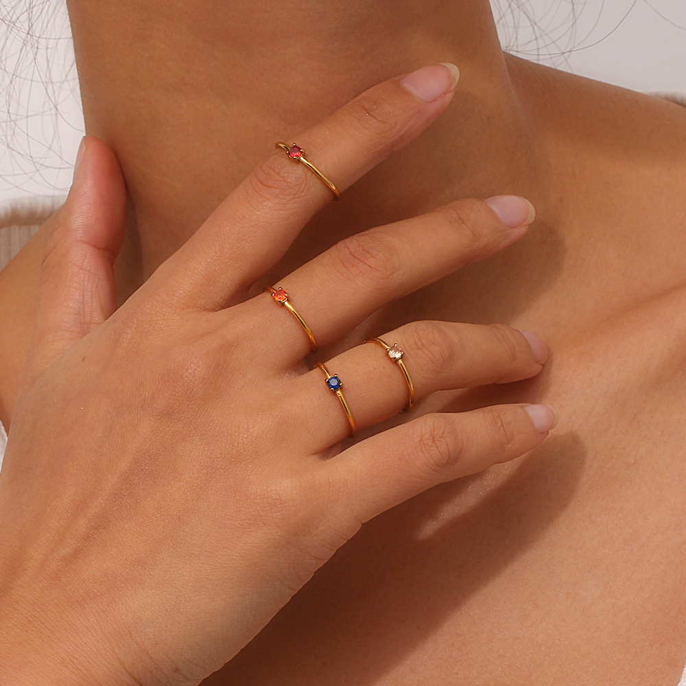 LICA JEWELRY Birthstone Ring, Minimalism Ring, Ornament Stainless Steel plated 18K Birthday Stone minimalist ring