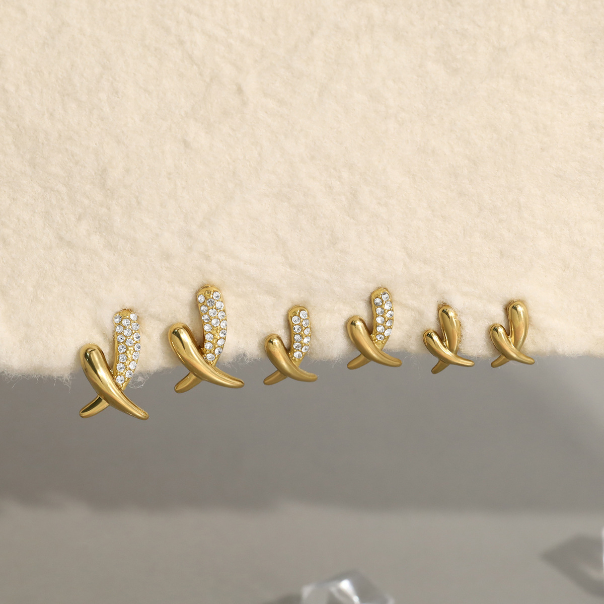 Life Symbol Three-Piece Earrings - Cross-border New Product 18K Gold Set with Diamonds Titanium Steel Earrings for Women - Does Not Fade