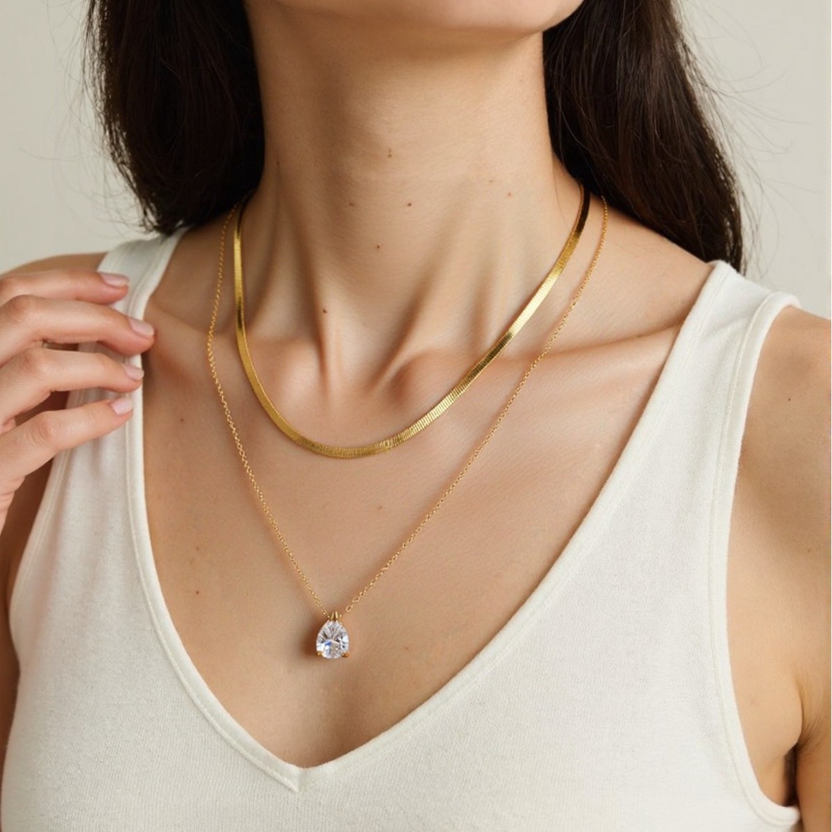 12 birthstone necklace - stylish and elegant zircon pendant - stainless steel necklace - collar chain