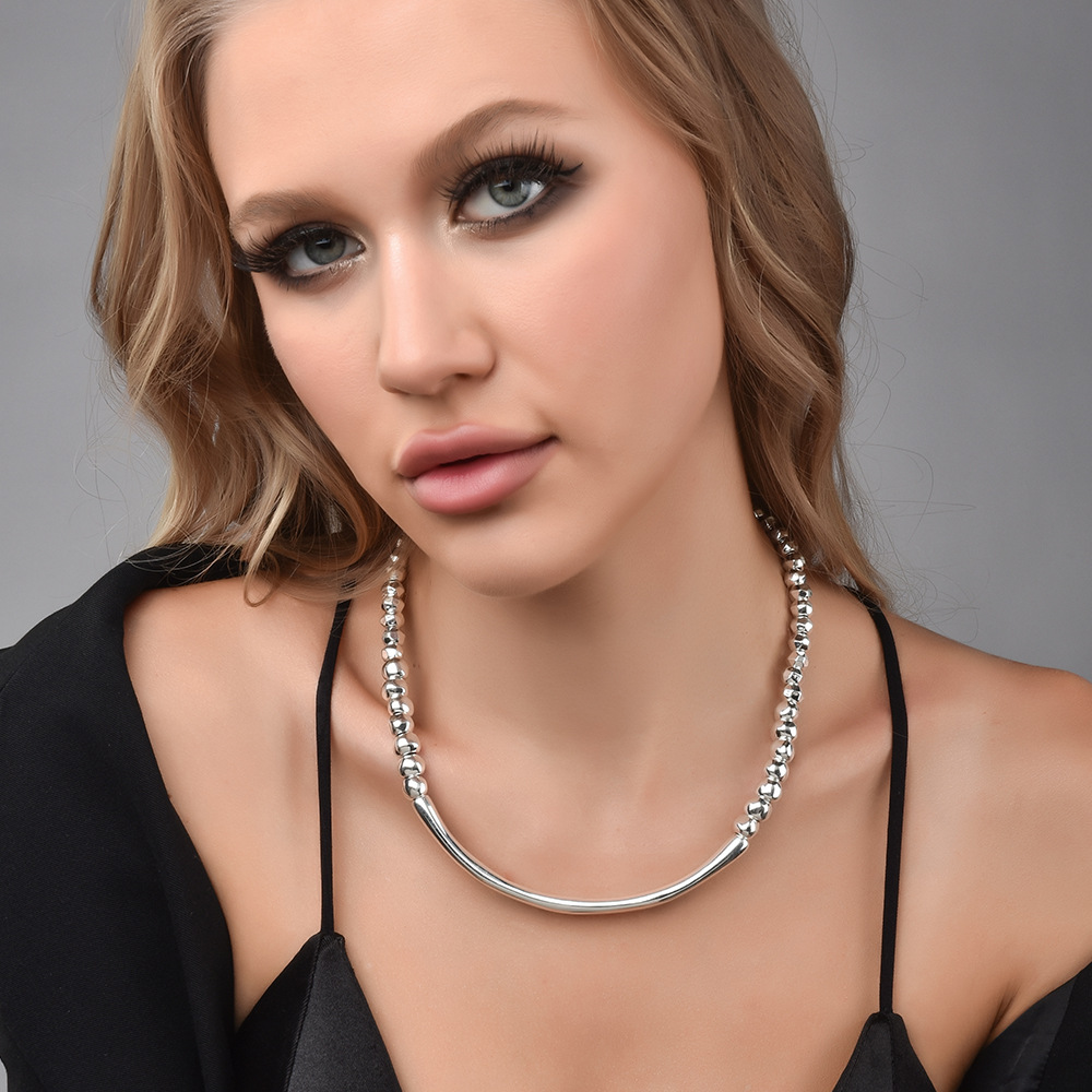 Cold style beaded spliced irregular liquid necklace - unique personality necklace, high-end collar chain, women's accessory