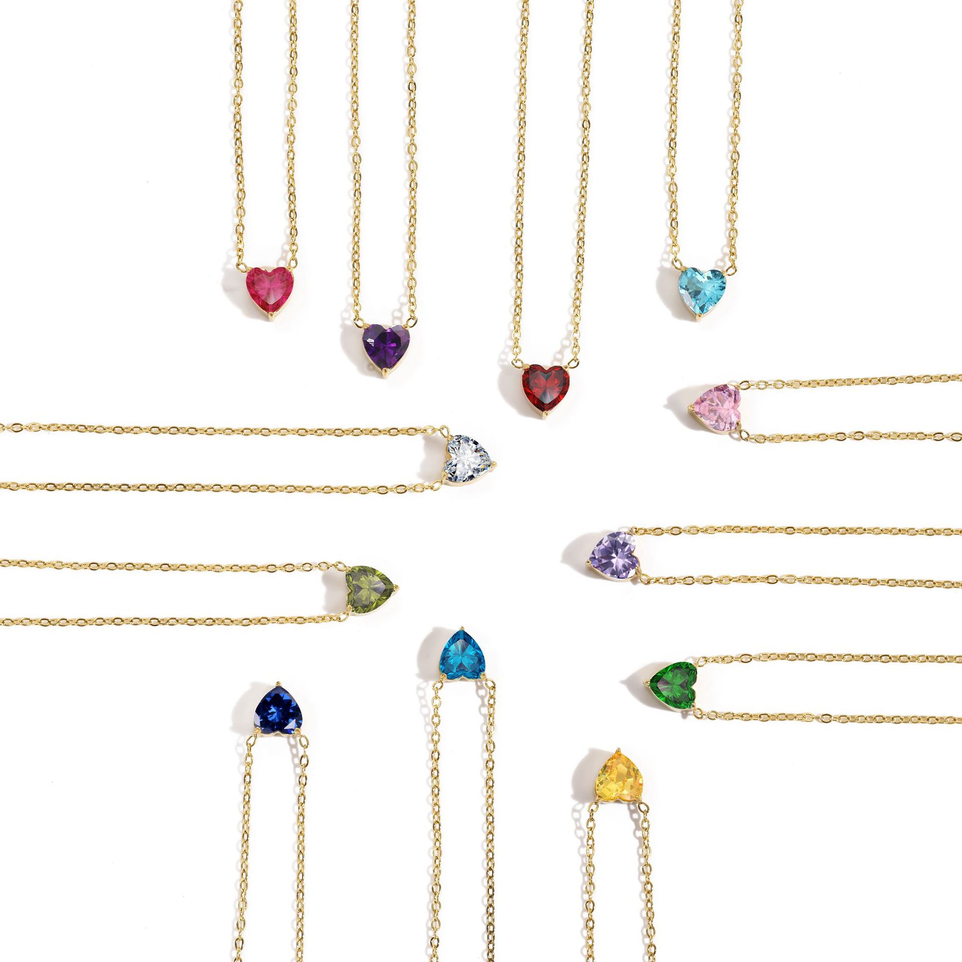 Twelve Birthstone Necklace - Elegant and Regal Golden Colorful Pendant Necklace for Women