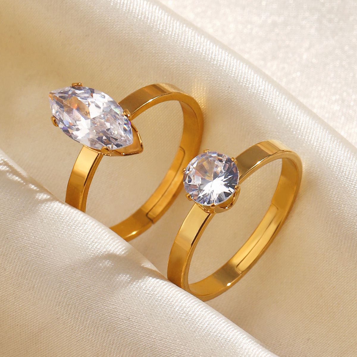 Stainless steel minimalist style unique trendy zirconia inlaid ring trendy personalized finger ring wholesale