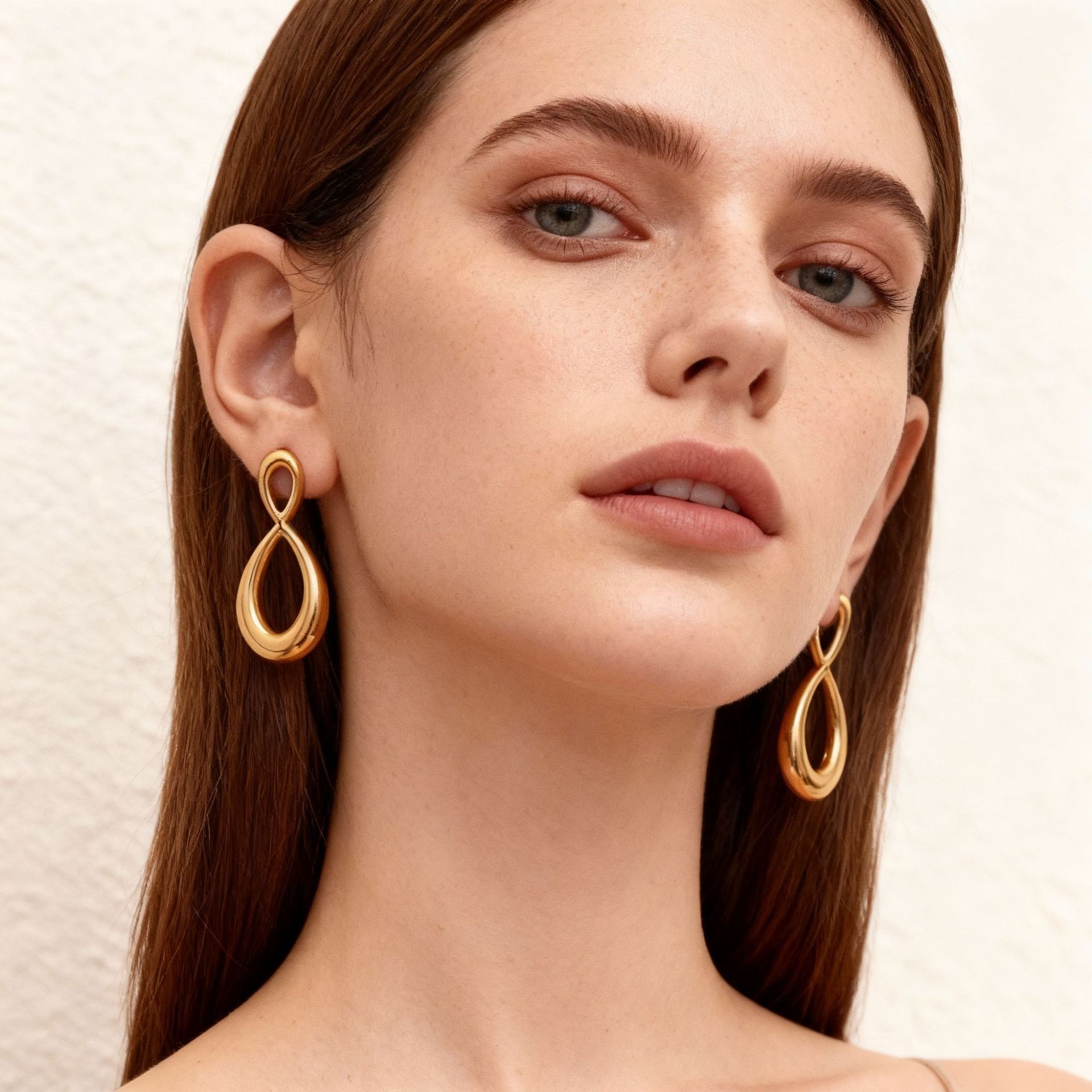 Stainless steel infinity mosaic earrings - unique design earrings for small-scale markets. Cross-border new product - 18k gold plated earrings that won't fade.