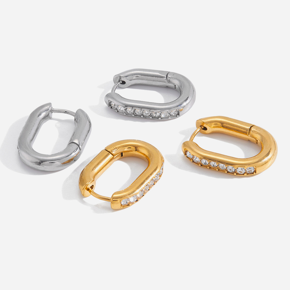 18K gold stainless steel beaded U-shaped earrings - luxurious and high-end ear accessories