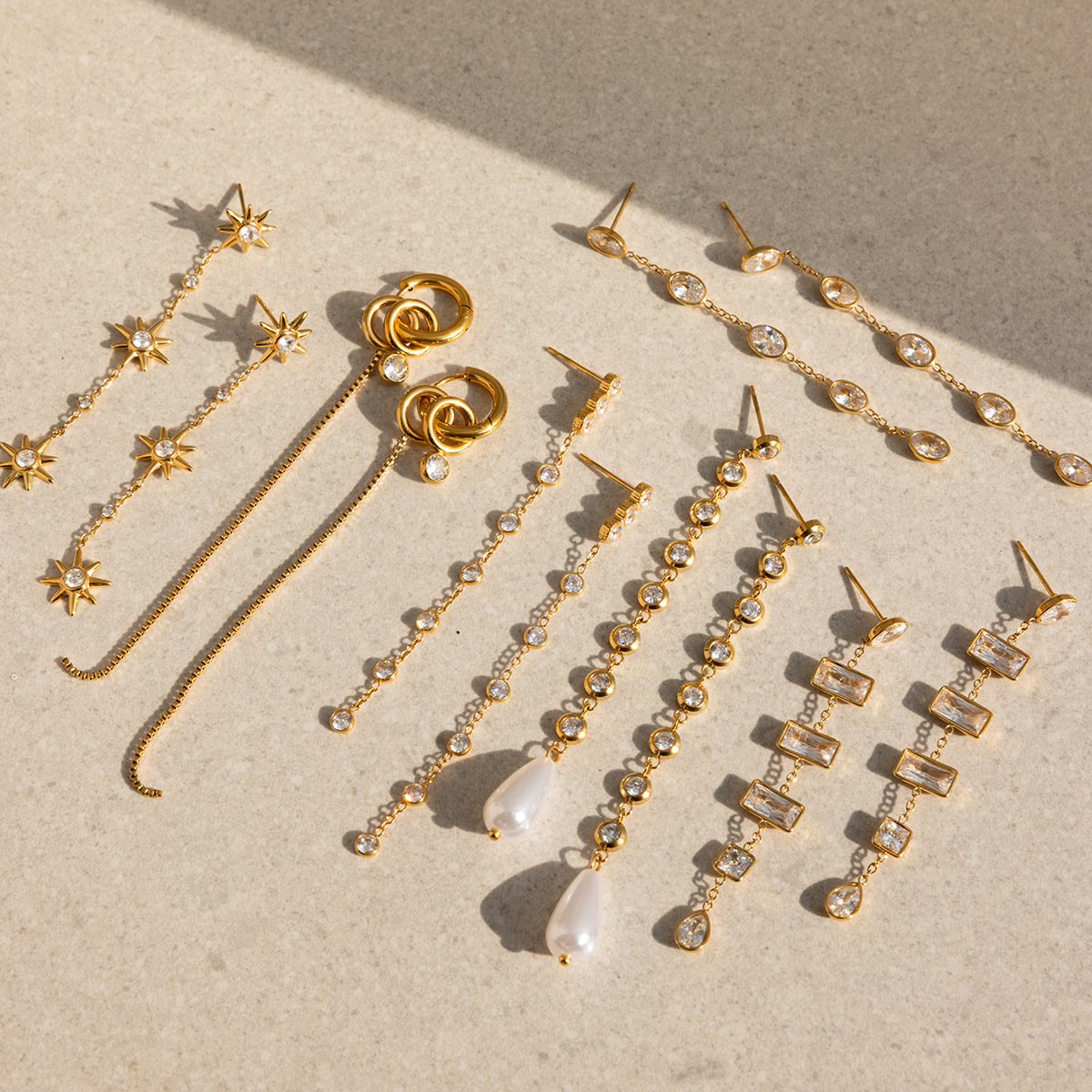 Stainless steel 18K exquisite fringed zirconia earrings, fashionable design, long-lasting color, cross-border best-selling earrings for women