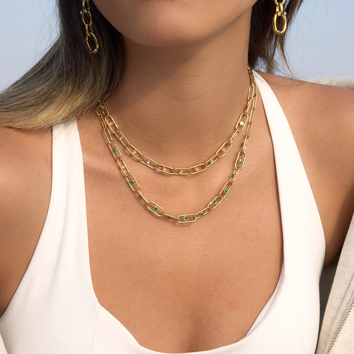 Stainless steel zircon necklace, a light luxury and niche cross-border bestseller, a high-end collarbone chain for women