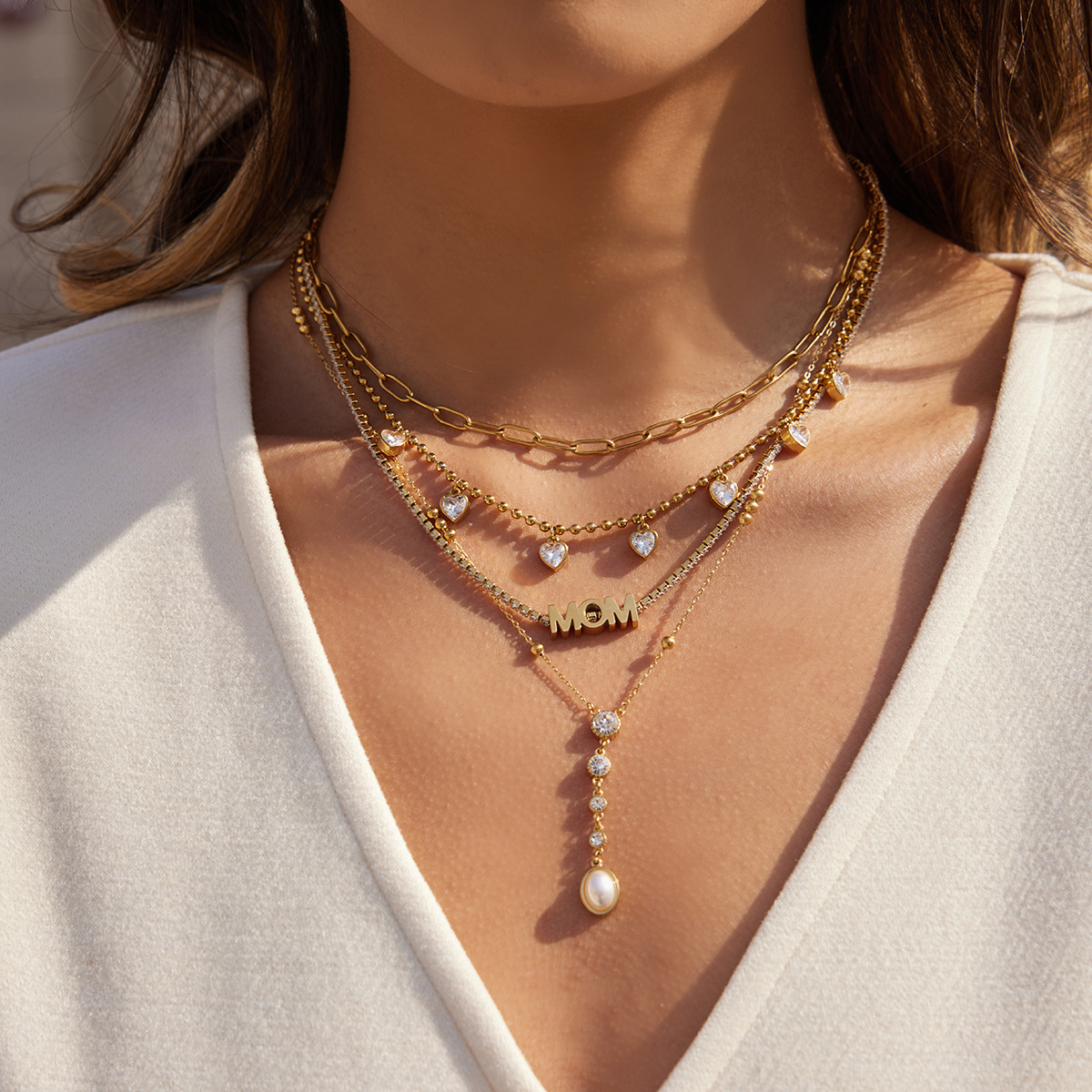 Mother's Day titanium steel zirconium necklace - luxurious and niche collar chain made of stainless steel - high-end neck chain with a sophisticated look